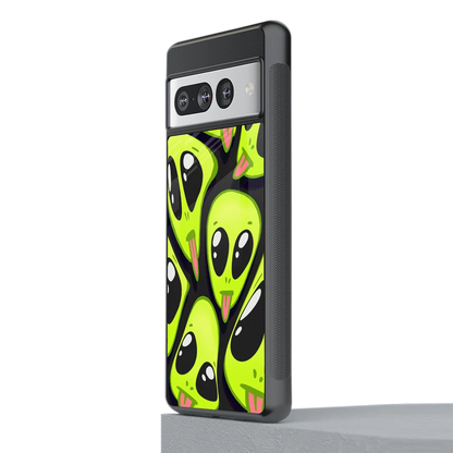 Trippy Aliens stylish phone case for google pixel 7 pro | glossy glass and slim fit