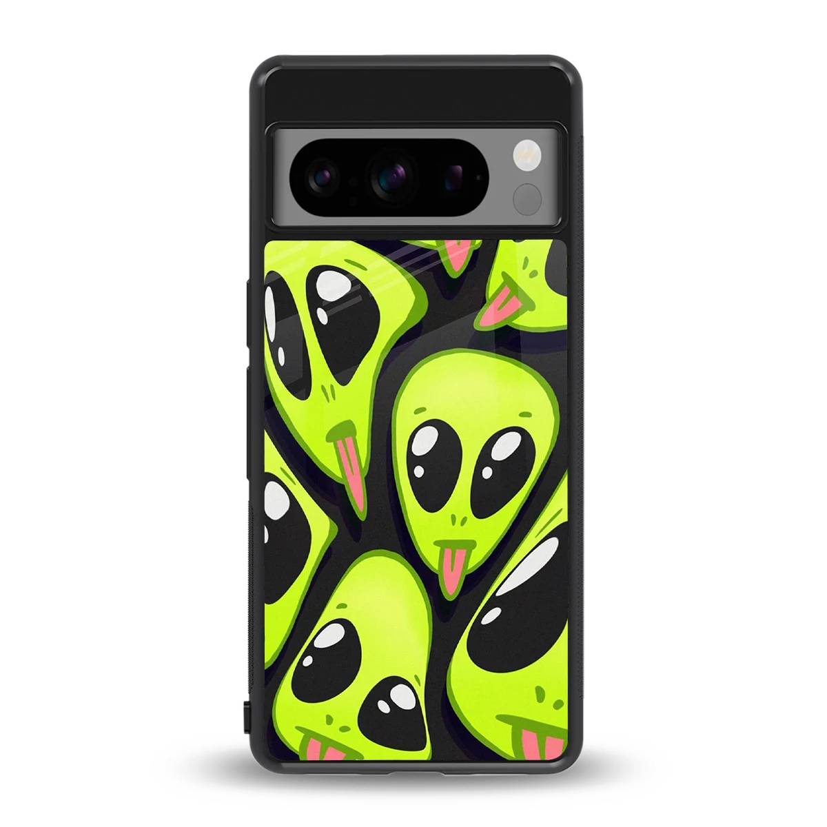 Trippy Aliens back phone cover | glass case for google pixel 8 pro