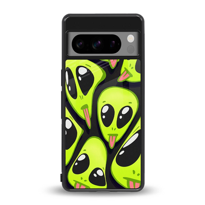 Trippy Aliens back phone cover | glass case for google pixel 8 pro