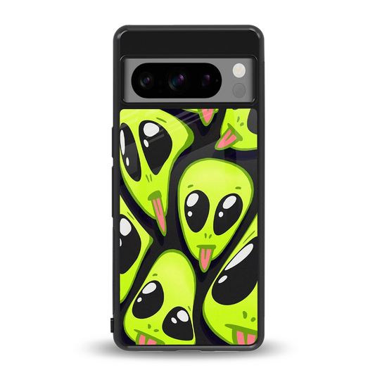 Trippy Aliens back phone cover | glass case for google pixel 8 pro