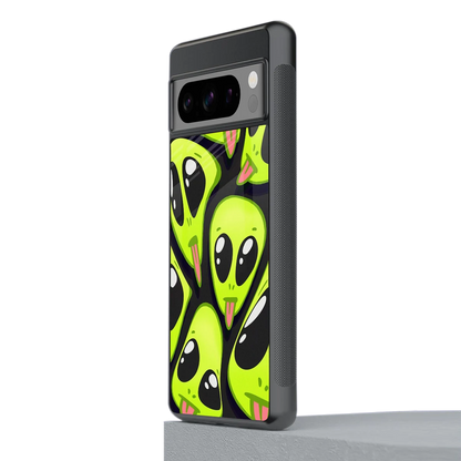 Trippy Aliens stylish phone case for google pixel 8 pro | glossy glass and slim fit