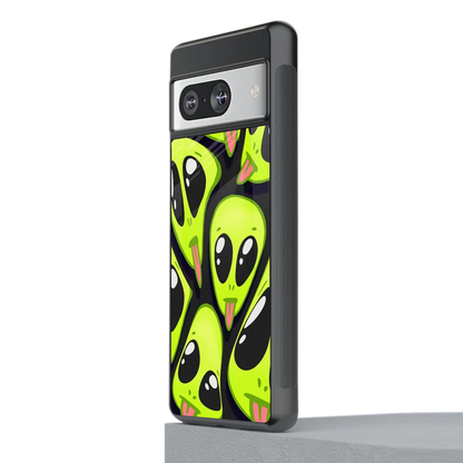 Trippy Aliens stylish phone case for google pixel 8 | glossy glass and slim fit