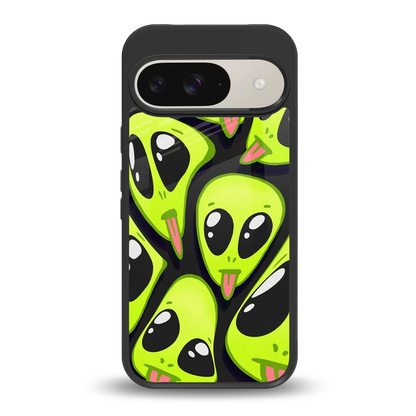 Trippy Aliens back phone cover | glass case for google pixel 9