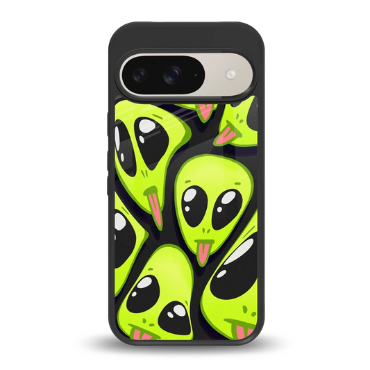 Trippy Aliens back phone cover | glass case for google pixel 9