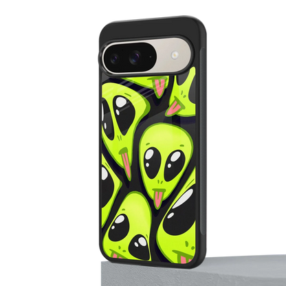 Trippy Aliens google pixel 9 mobile cover | shockproof glass phone case