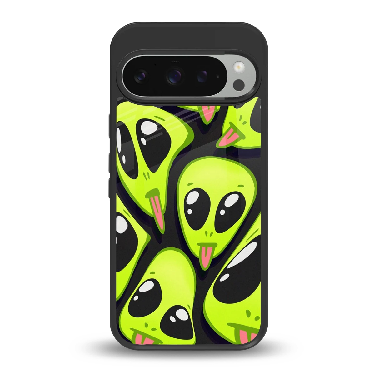 Trippy Aliens back phone cover | glass case for google pixel 9 pro