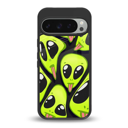 Trippy Aliens back phone cover | glass case for google pixel 9 pro xl