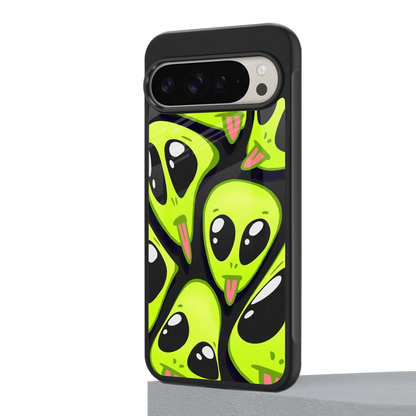 Trippy Aliens google pixel 9 pro mobile cover | shockproof glass phone case