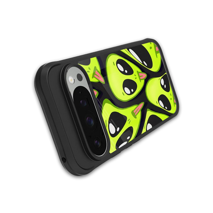 Trippy Aliens stylish phone case for google pixel 9 pro | glossy glass and slim fit