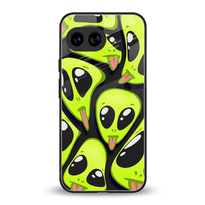 Trippy Aliens back phone cover | glass case for google pixel 10a