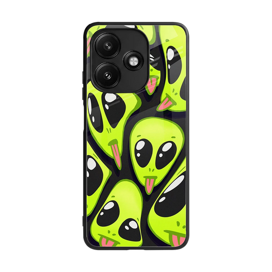 Trippy Aliens back phone cover | glass case for redmi 12 5g