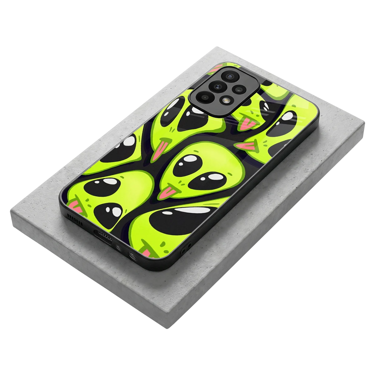 Trippy Aliens stylish phone case for samsung galaxy a23 | glossy glass and slim fit