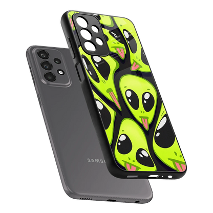 Trippy Aliens sleek samsung galaxy a23 cover with tempered glass back and TPU edges