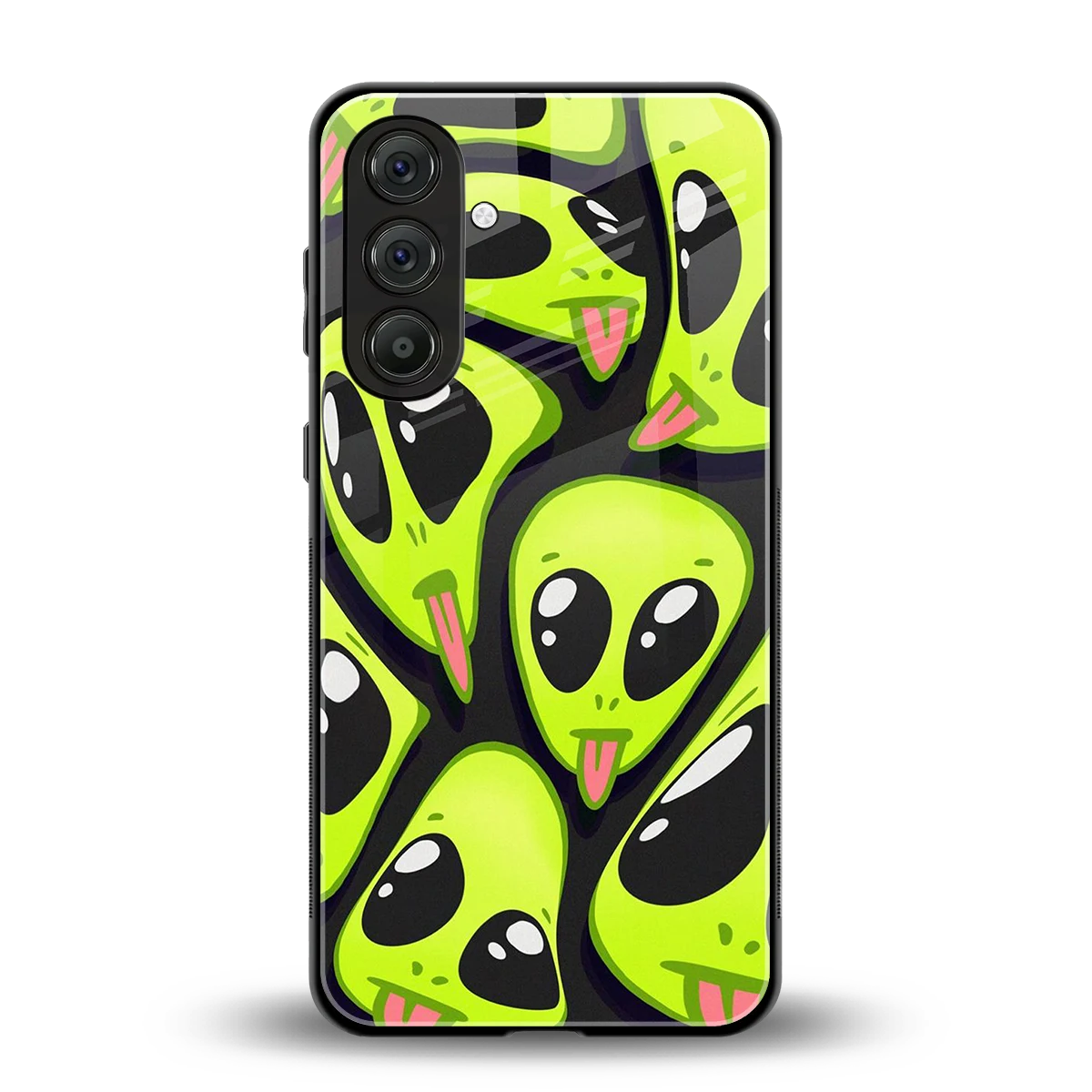 Trippy Aliens back phone cover | glass case for samsung galaxy m35 5g