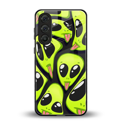 Trippy Aliens back phone cover | glass case for samsung galaxy m35 5g
