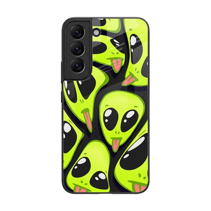 Trippy Aliens back phone cover | glass case for samsung galaxy s22