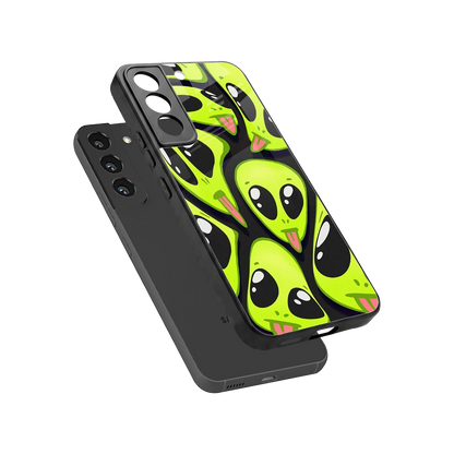 Trippy Aliens sleek samsung galaxy s22 cover with tempered glass back and TPU edges