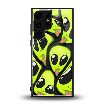 Trippy Aliens back phone cover | glass case for samsung galaxy s24 ultra