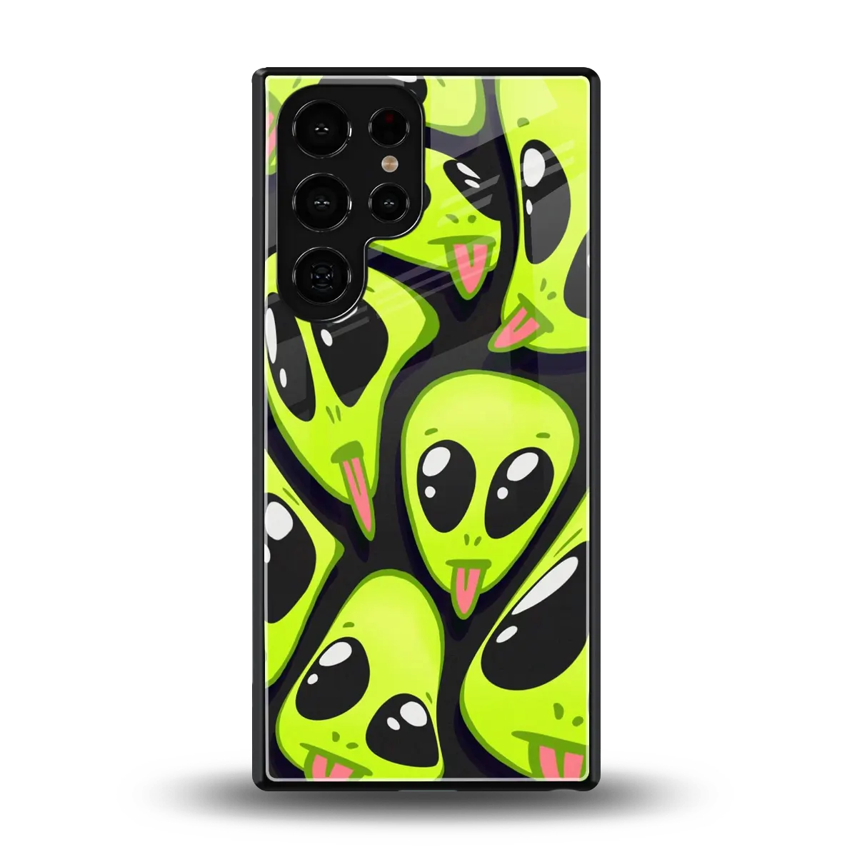 Trippy Aliens back phone cover | glass case for samsung galaxy s25 ultra