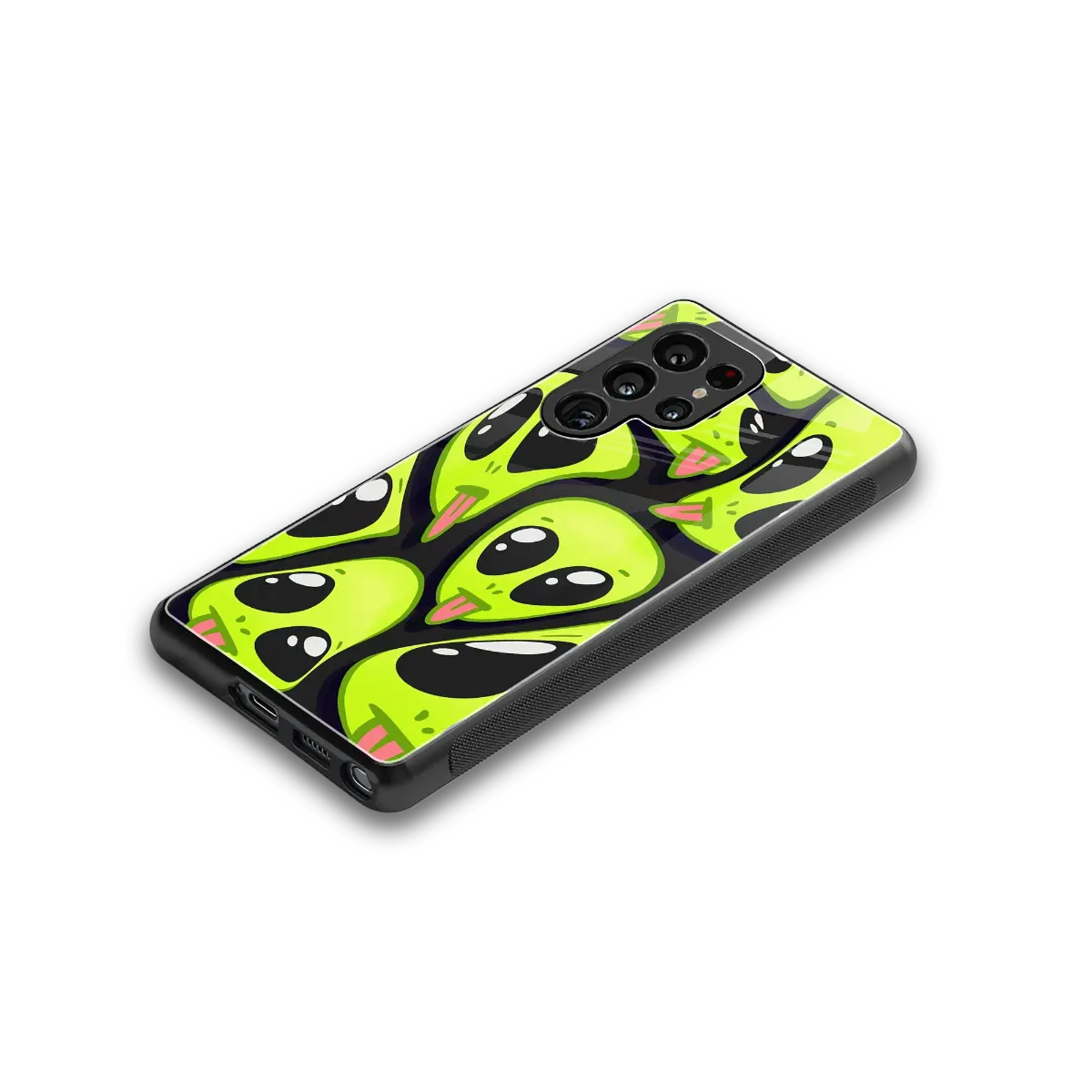 Trippy Aliens stylish phone case for samsung galaxy s25 ultra | glossy glass and slim fit