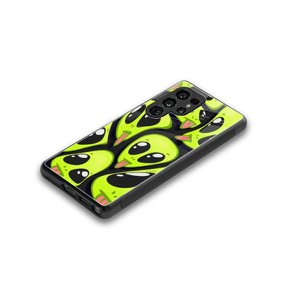 Trippy Aliens stylish phone case for samsung galaxy s25 ultra | glossy glass and slim fit