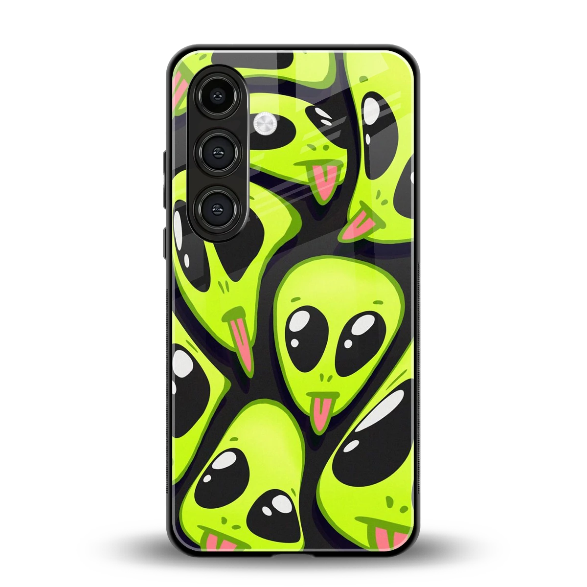 Trippy Aliens back phone cover | glass case for samsung galaxy s25 fe