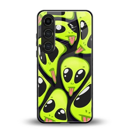 Trippy Aliens back phone cover | glass case for samsung galaxy s24