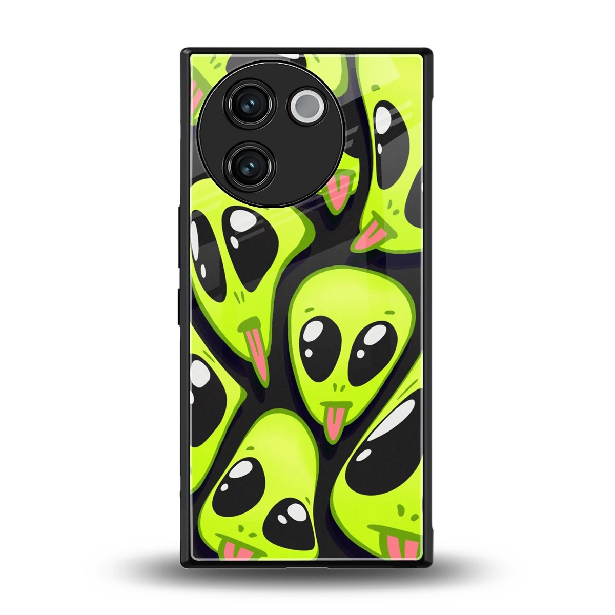 Trippy Aliens back phone cover | glass case for vivo v30e
