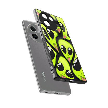 Trippy Aliens sleek vivo v30e cover with tempered glass back and TPU edges