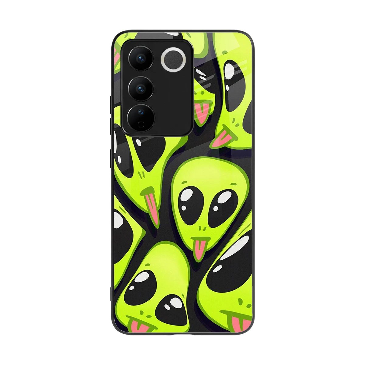 Trippy Aliens back phone cover | glass case for vivo v27 5g