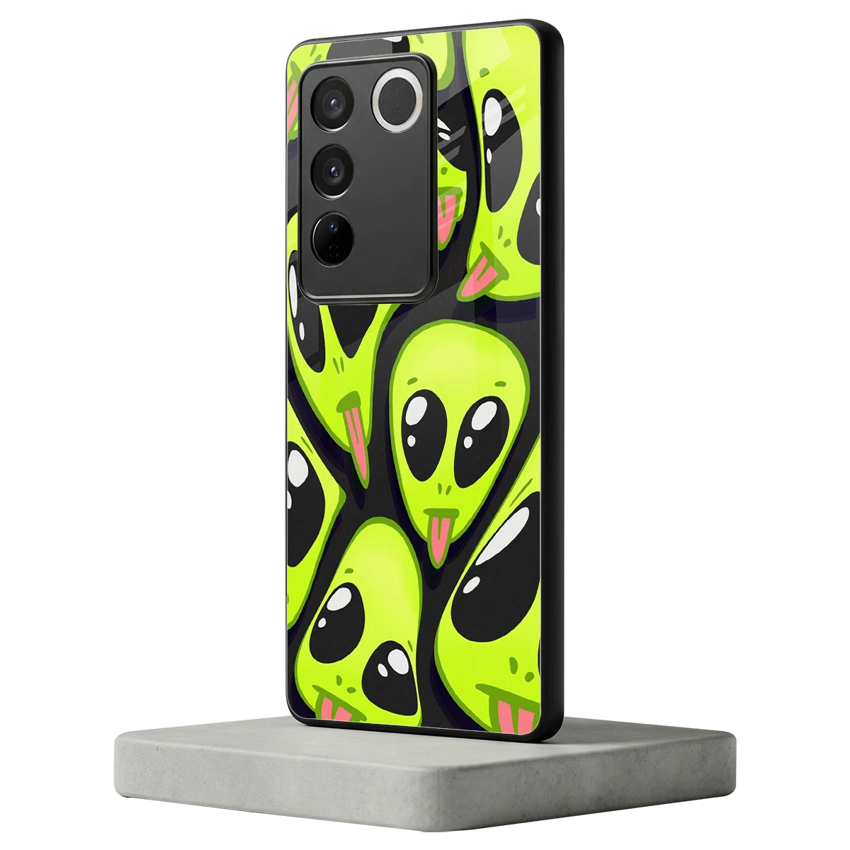 Trippy Aliens vivo v27 5g mobile cover | shockproof glass phone case