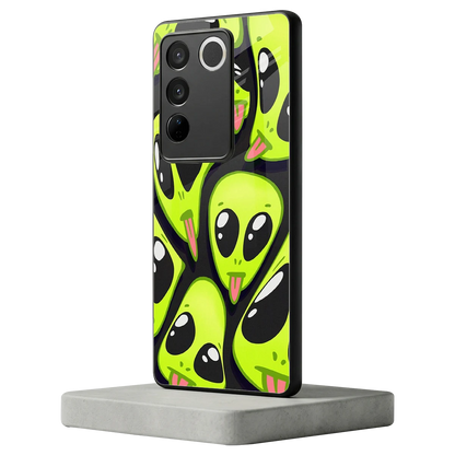 Trippy Aliens vivo v27 5g mobile cover | shockproof glass phone case