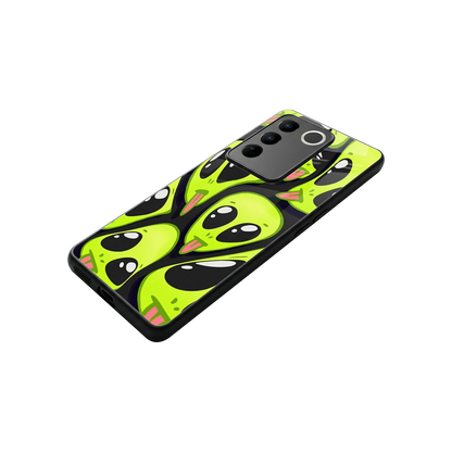 Trippy Aliens stylish phone case for vivo v27 5g | glossy glass and slim fit