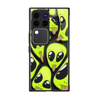 Trippy Aliens back phone cover | glass case forvivo v30 pro