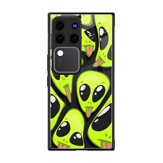 Trippy Aliens back phone cover | glass case forvivo v30 pro