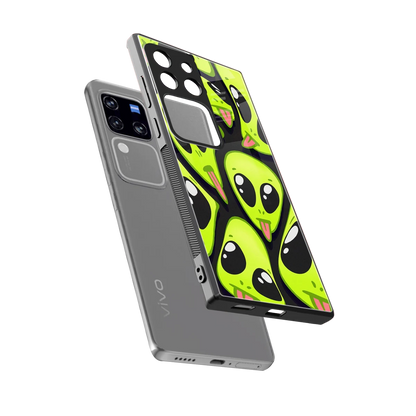 Trippy Aliens sleekvivo v30 pro cover with tempered glass back and TPU edges