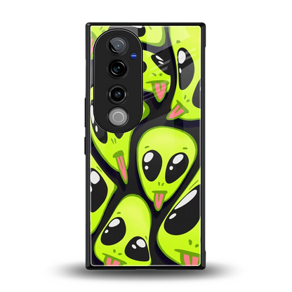 Trippy Aliens back phone cover | glass case for vivo v40 pro