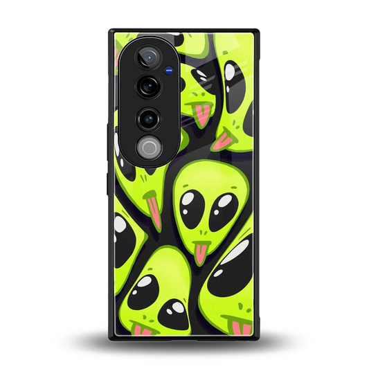 Trippy Aliens back phone cover | glass case for vivo v40 pro