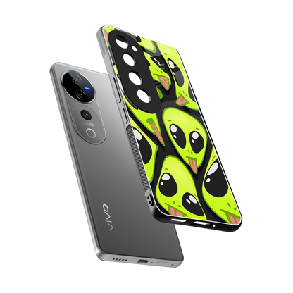 Trippy Aliens sleek vivo v40 pro cover with tempered glass back and TPU edges