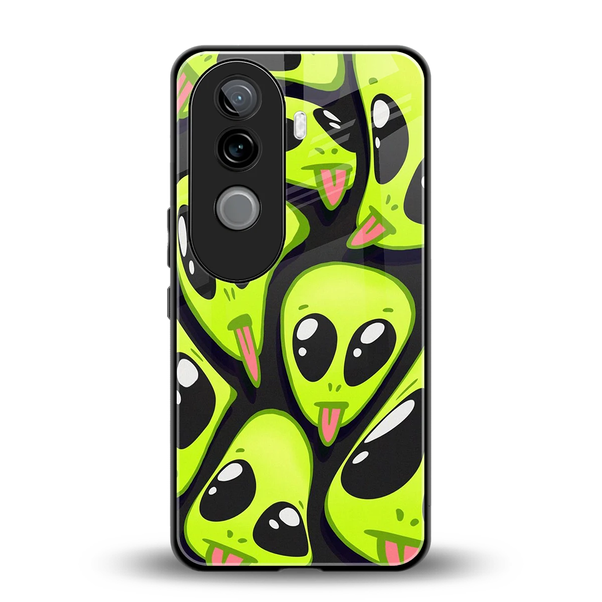 Trippy Aliens back phone cover | glass case for vivo v40e