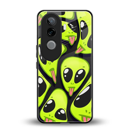 Trippy Aliens back phone cover | glass case for vivo v40e