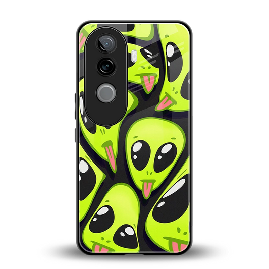 Trippy Aliens back phone cover | glass case for vivo v40e