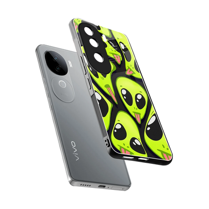 Trippy Aliens sleek vivo v40e cover with tempered glass back and TPU edges