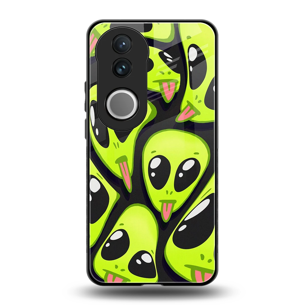 Trippy Aliens back phone cover | glass case for vivo v50