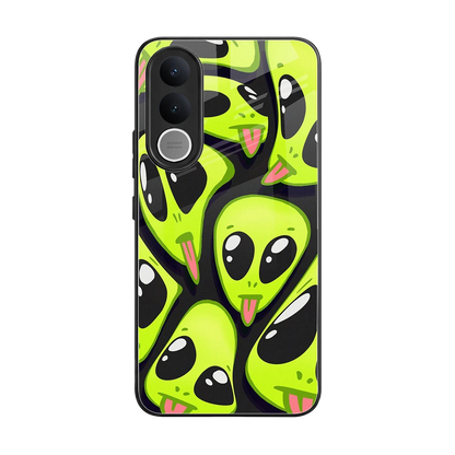 Trippy Aliens back phone cover | glass case for vivo v70 fe