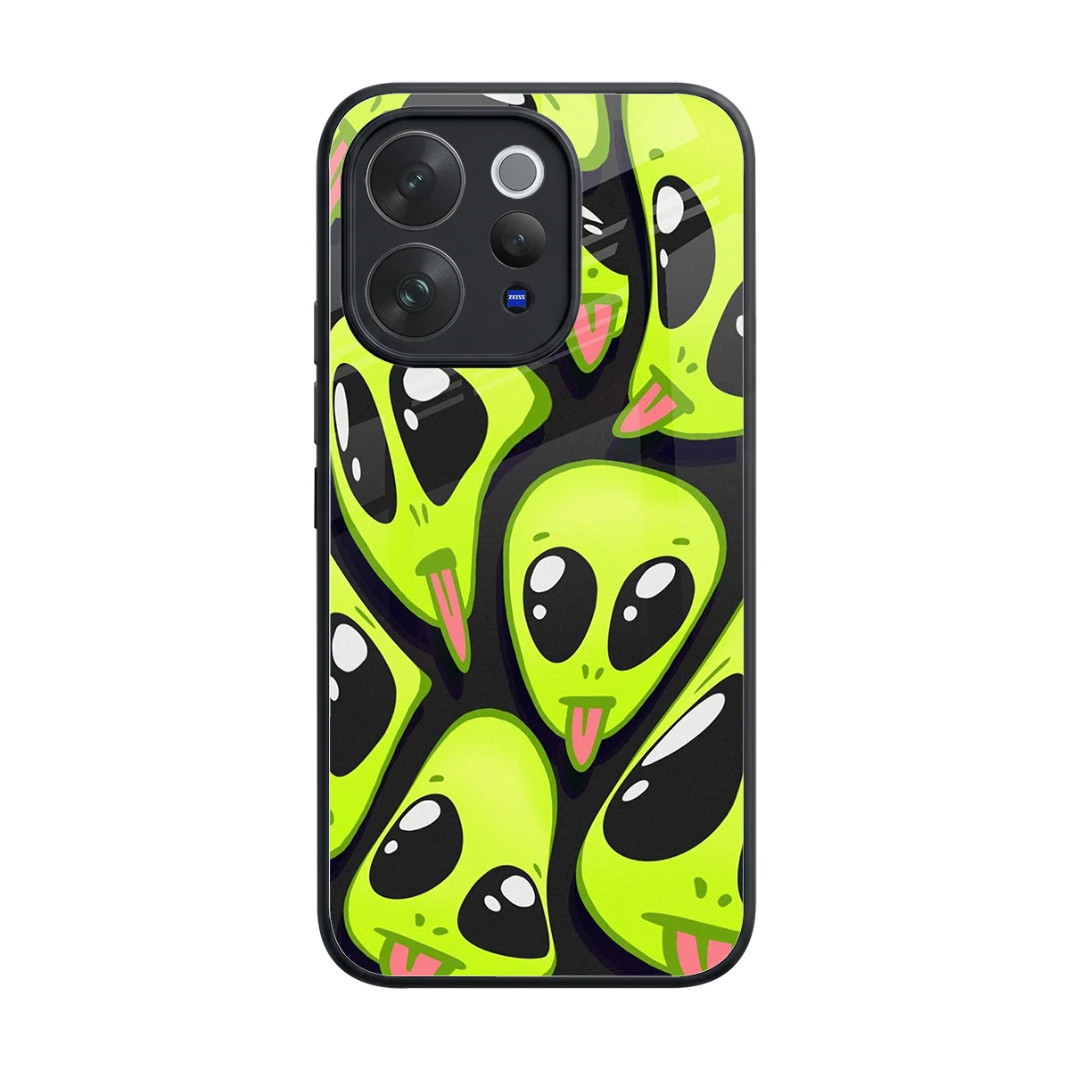 Trippy Aliens back phone cover | glass case for vivo v70 elite