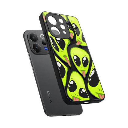 Trippy Aliens sleek vivo v70 elite cover with tempered glass back and TPU edges
