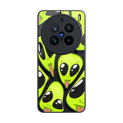 Trippy Aliens back phone cover | glass case for vivo x200 pro