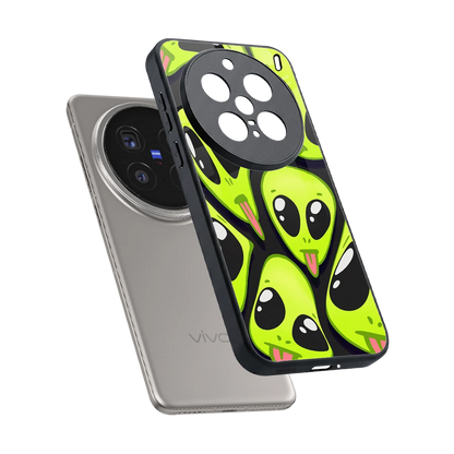 Trippy Aliens sleek vivo x200 pro cover with tempered glass back and TPU edges