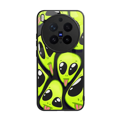 Trippy Aliens back phone cover | glass case for vivo x300 pro